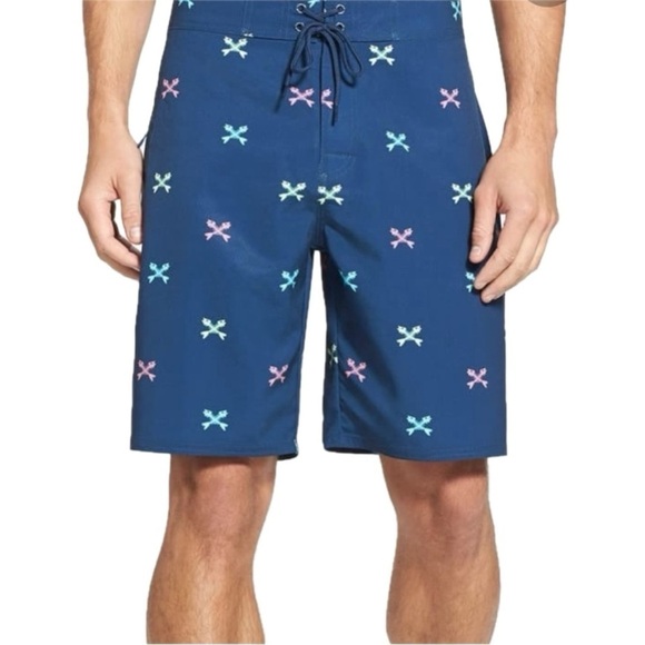 Vineyard Vines Men’s Fishbone Board Shorts Swim Trunks Blue Size 34” - Picture 3 of 10